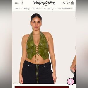 PrettyLittleThing Olive Halter Top